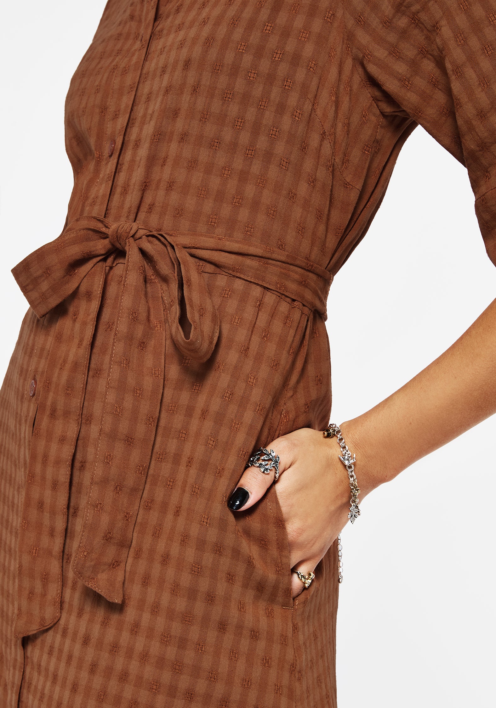 Soleil Cotton-Blend Check Midi Shirt Dress - Image 2