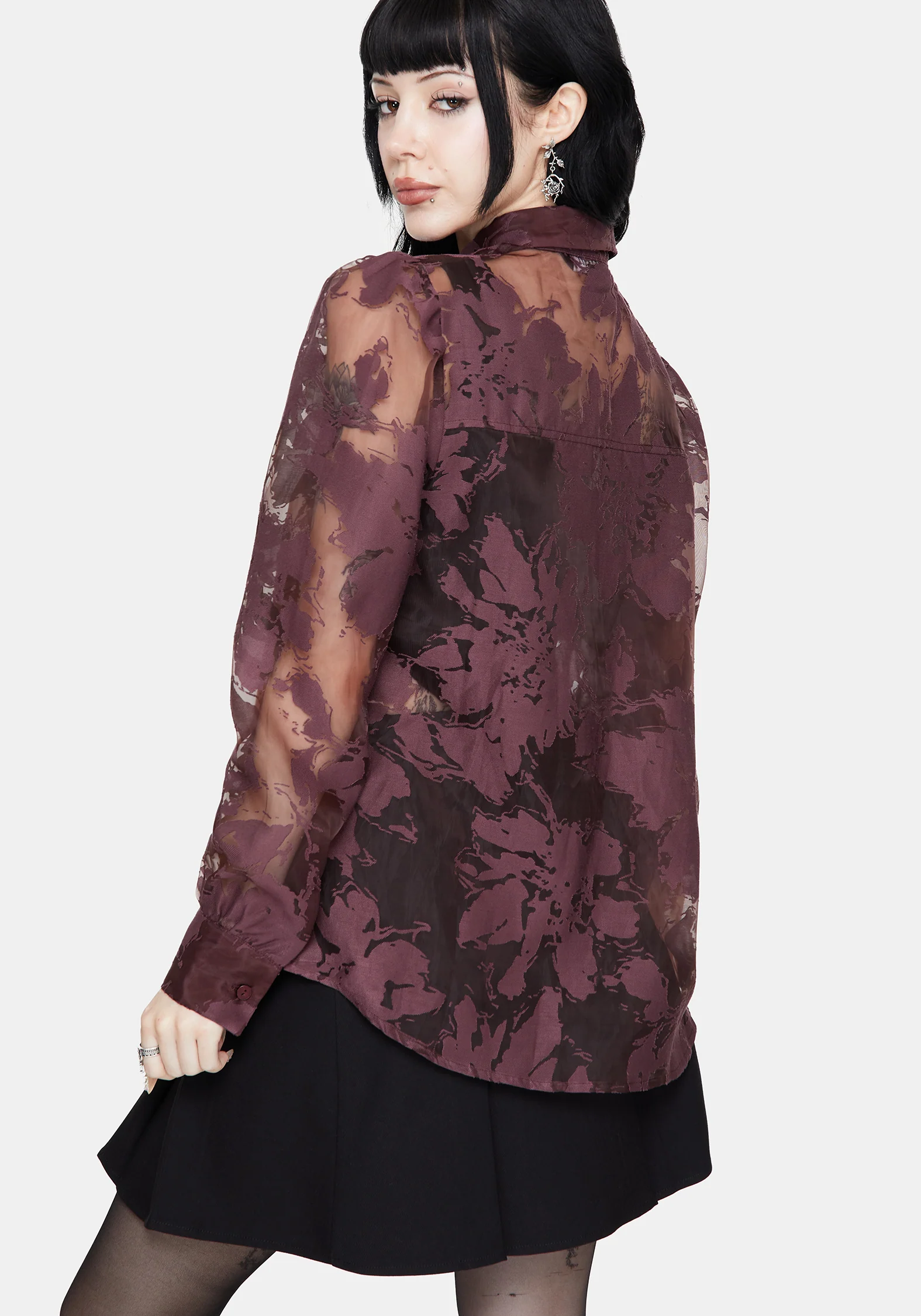 Spectre Sheer Regular Fit Shirt - Burgundy - Image 3