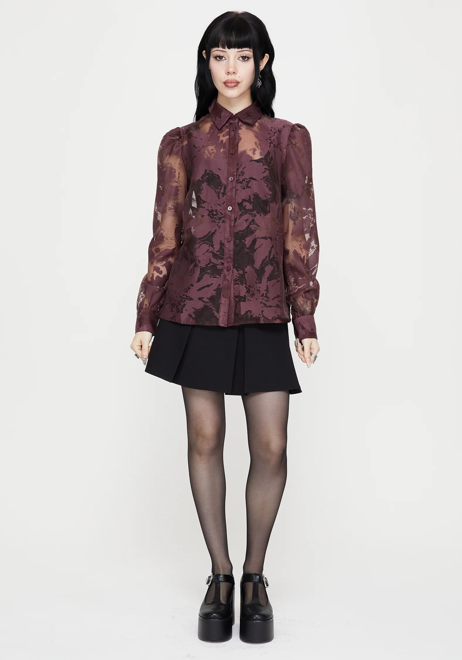Spectre Sheer Regular Fit Shirt - Burgundy - Image 7