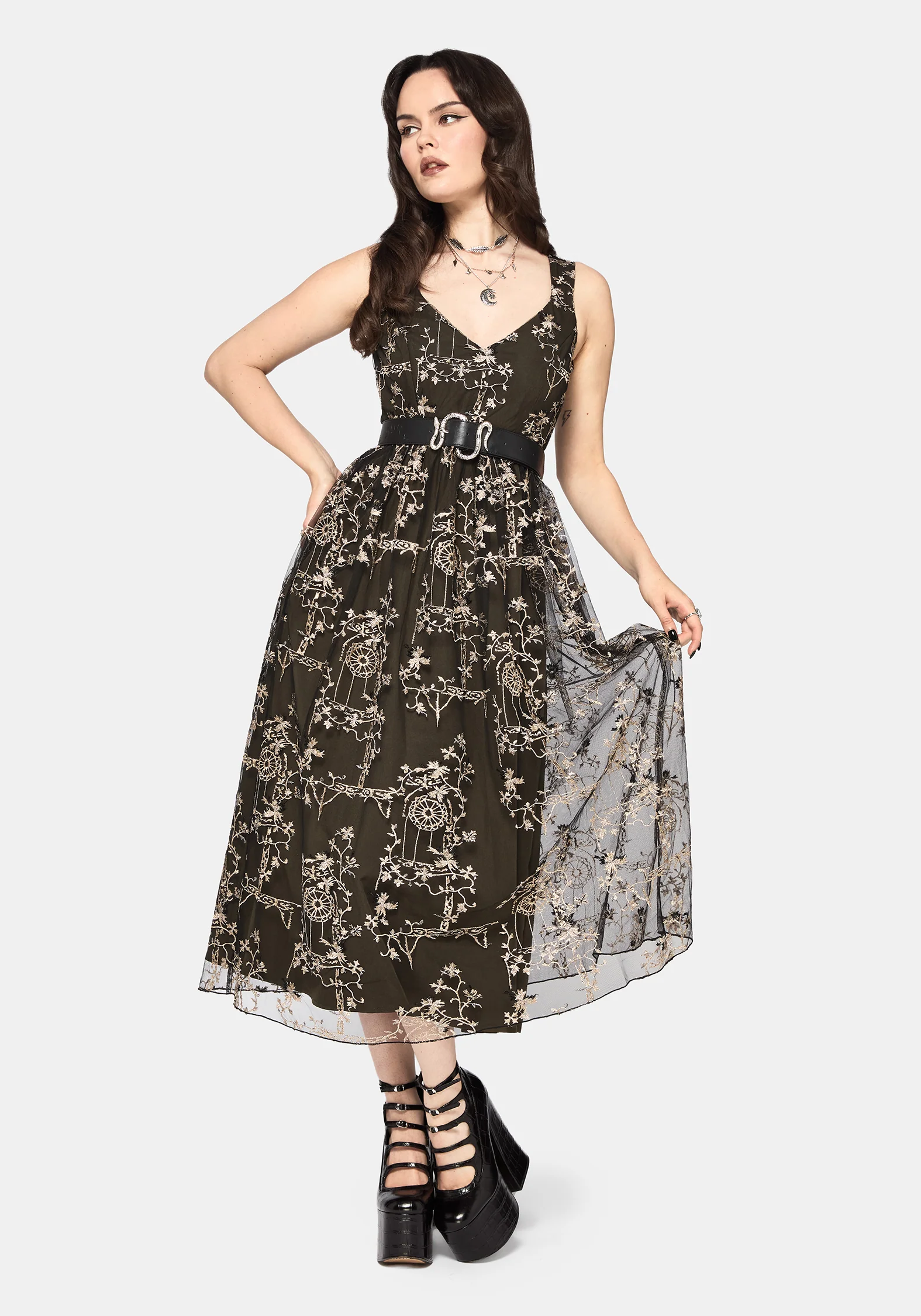 Stellar Vine Embroidery Midaxi Dress - Image 5