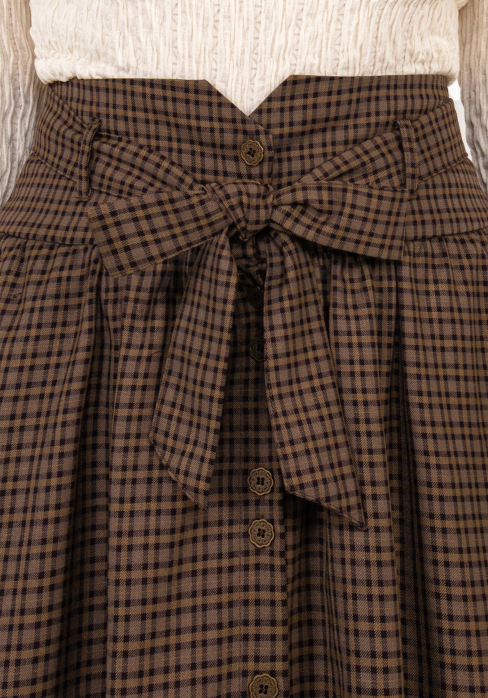 Sweetspire Check Tie Waist Midaxi Skirt - Image 2