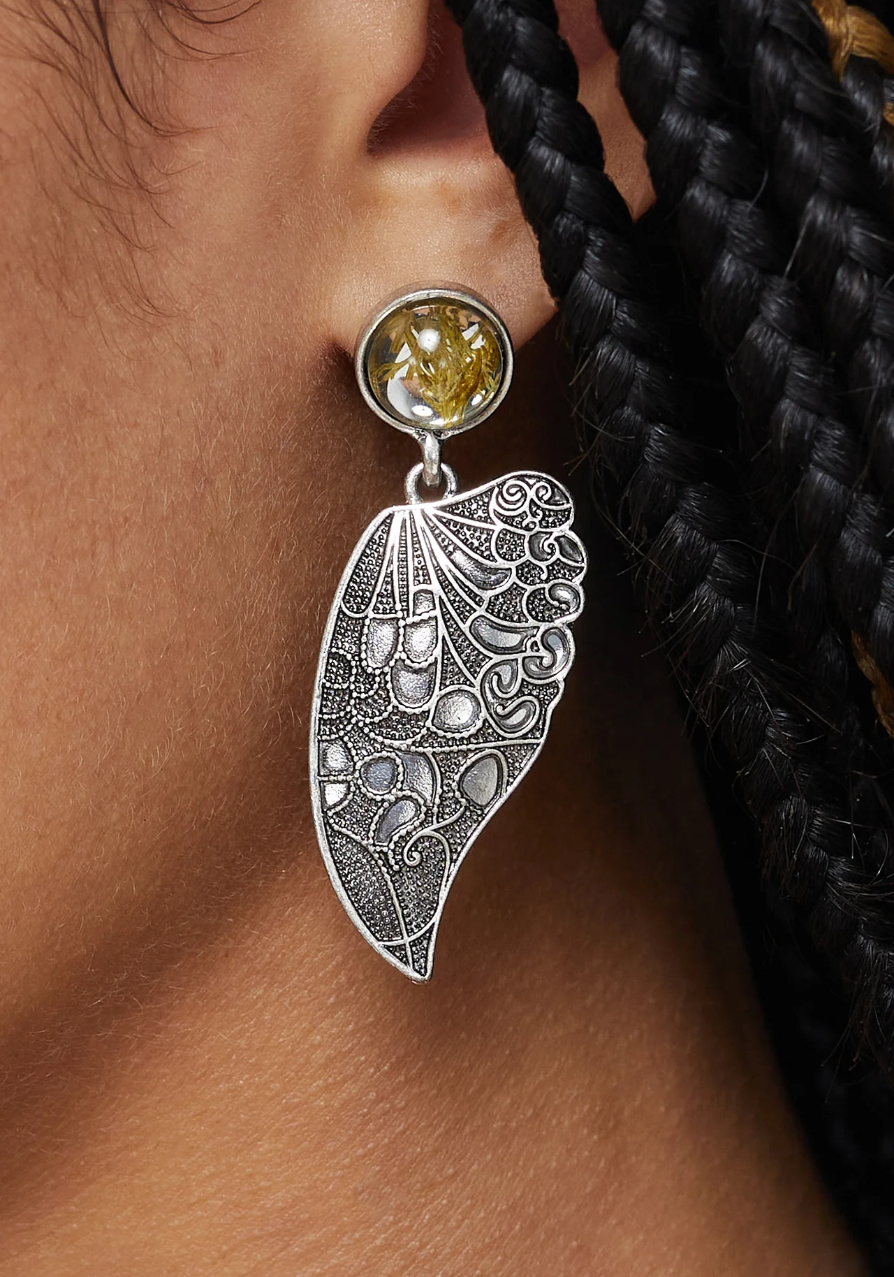 Sylvaine Fairy Wing Trapped Flower Earrings - Image 2