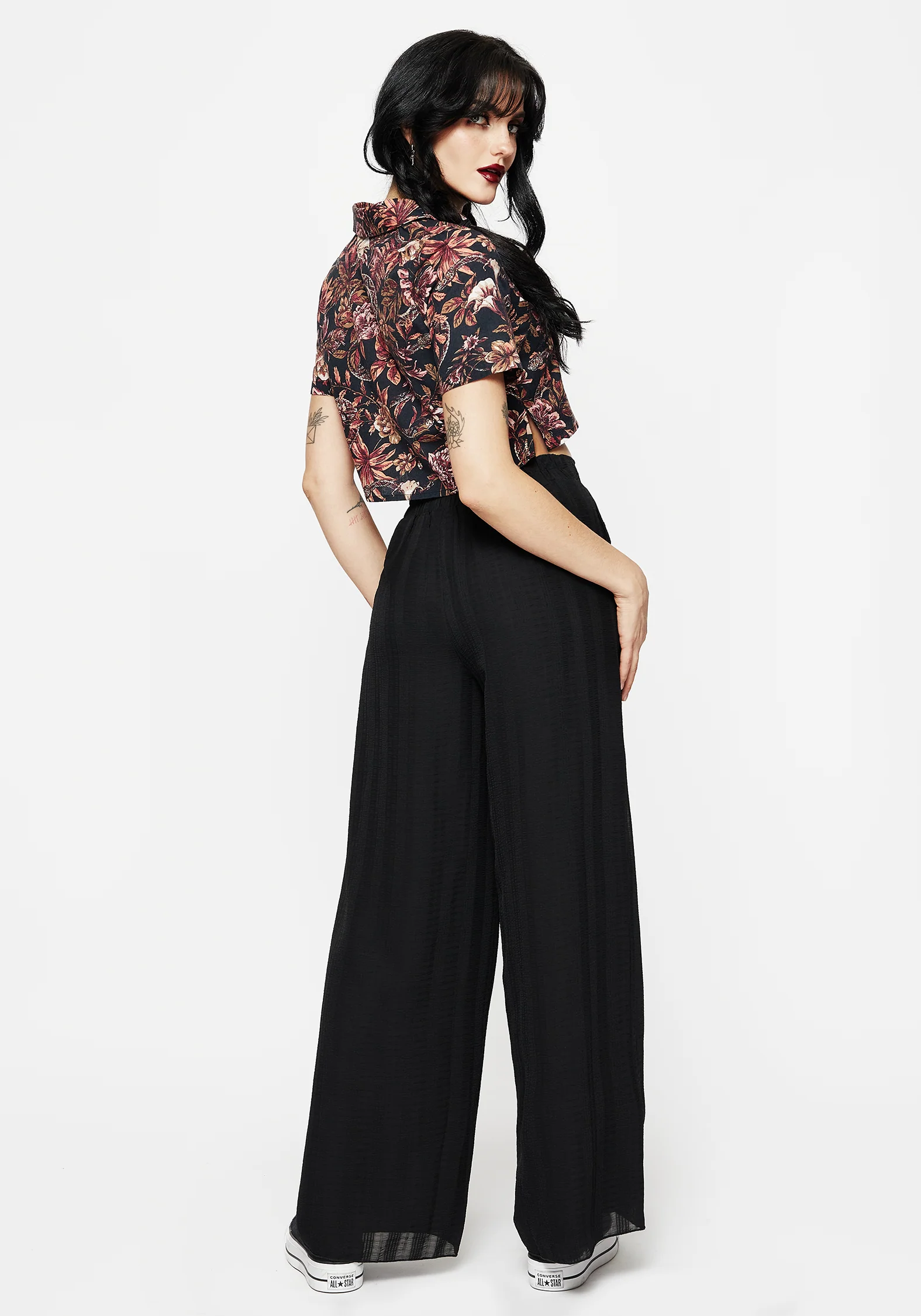 Tabitha Wide Leg Check Trousers - Image 3