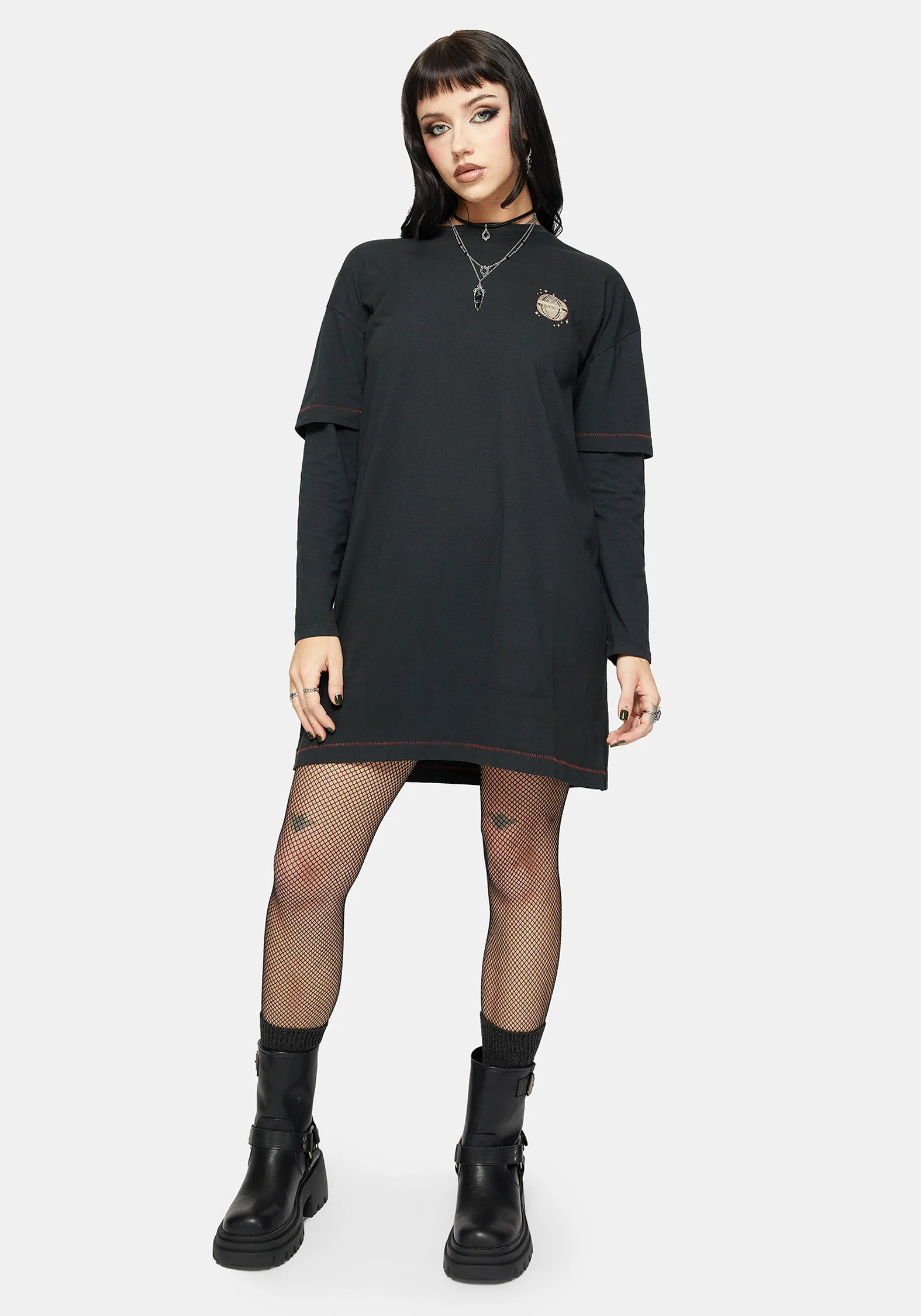 Temperance Tarot Graphic Long Sleeve Tee Dress - Image 5