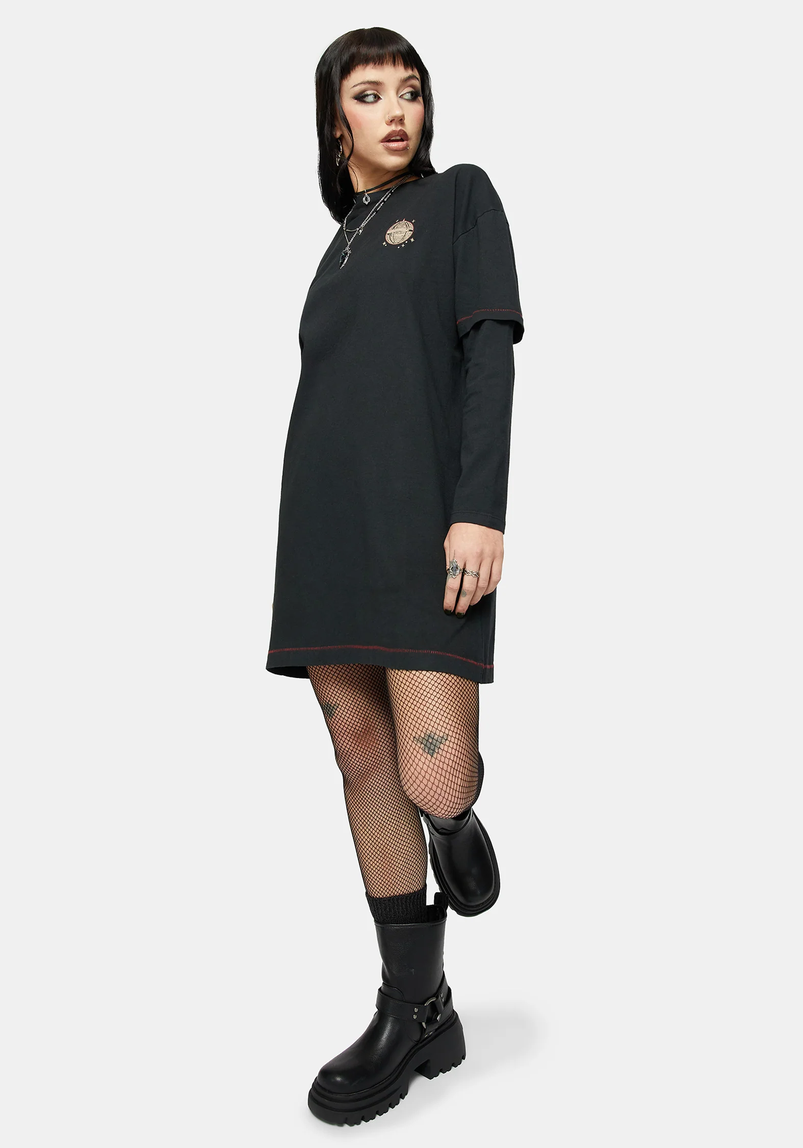 Temperance Tarot Graphic Long Sleeve Tee Dress - Image 8