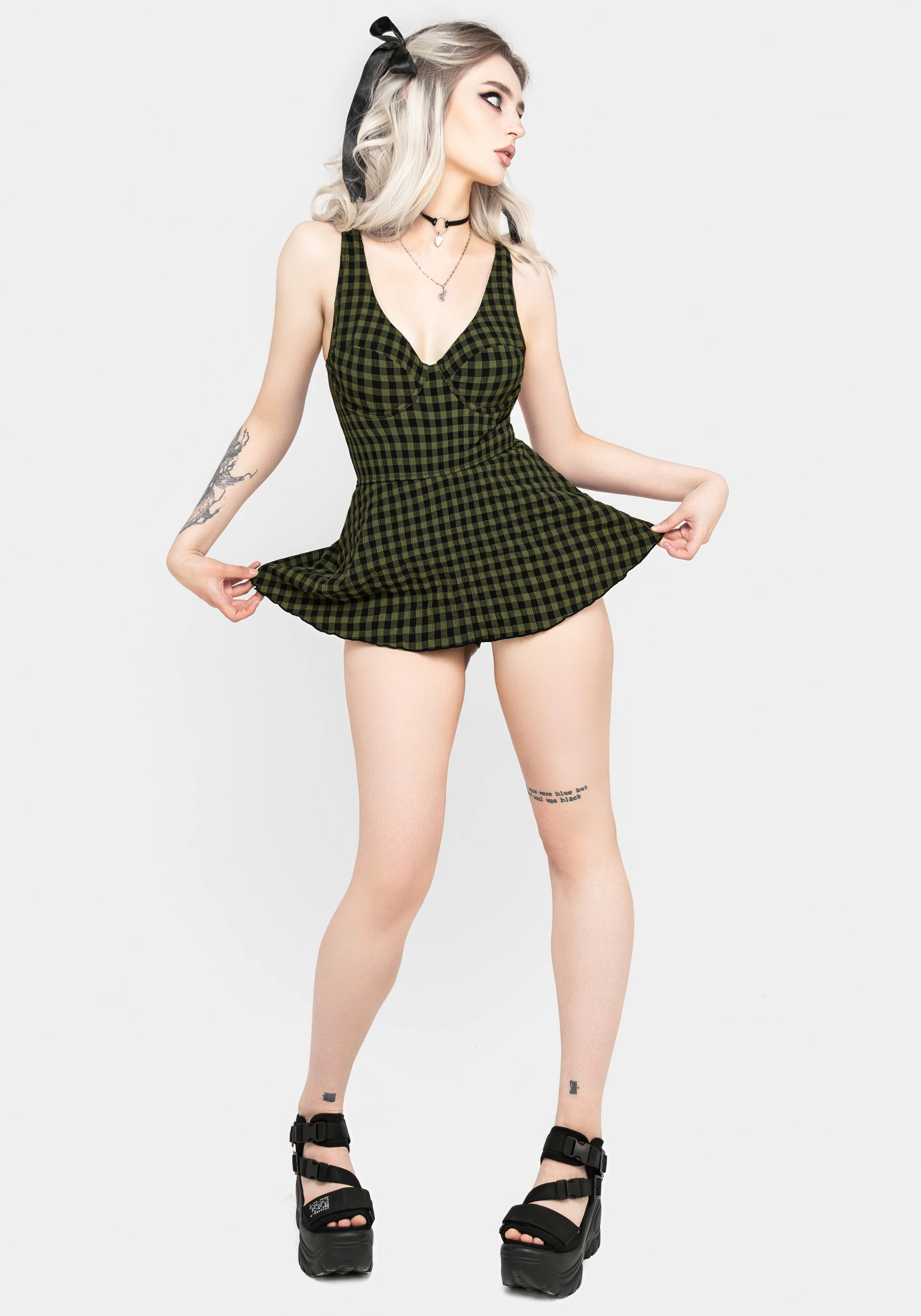 Terra Gingham Peplum Skirted Swimsuit - Image 3