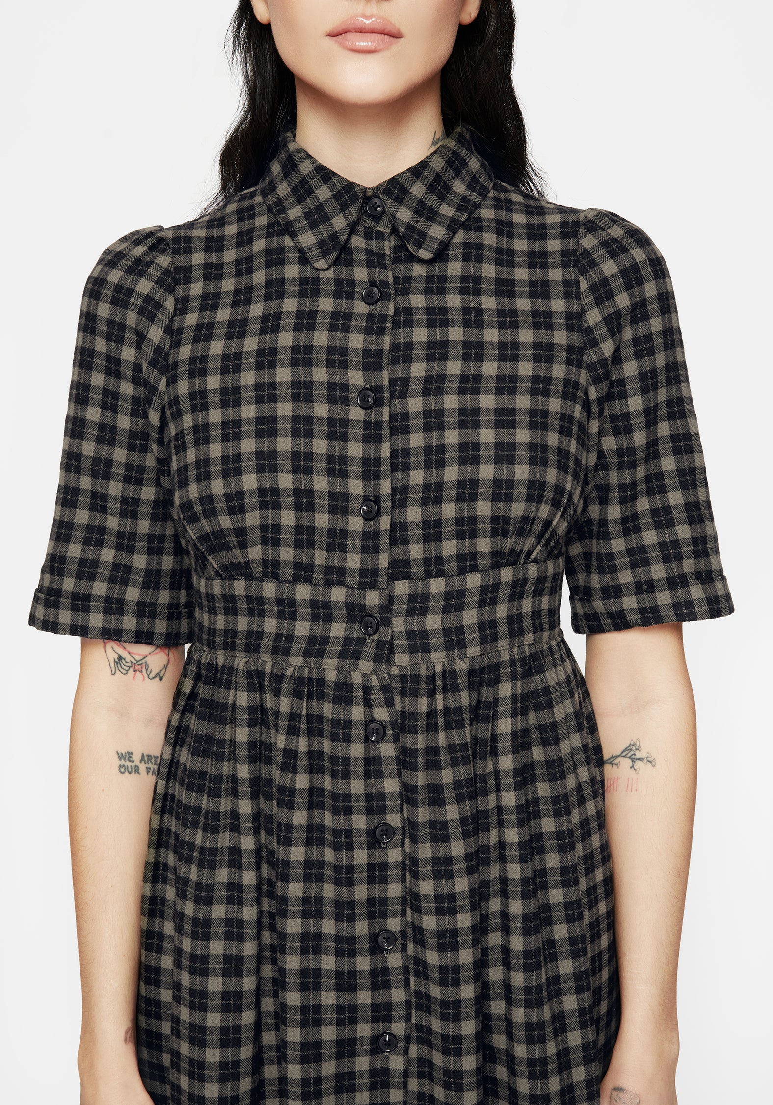 Terra Midi Smock Shirt Dress - Olive - Image 2