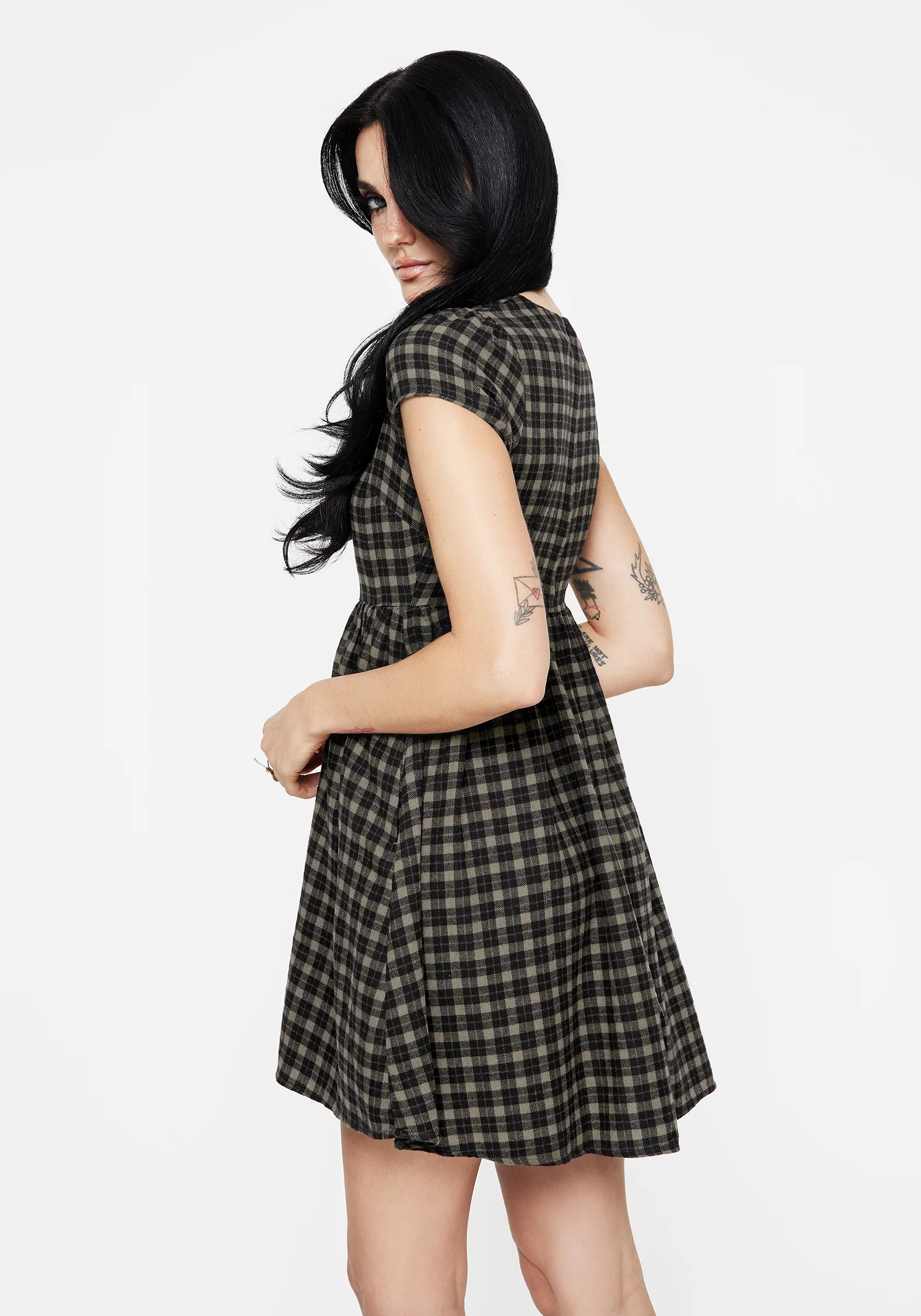 Terra Mini Smock Dress - Olive - Image 3