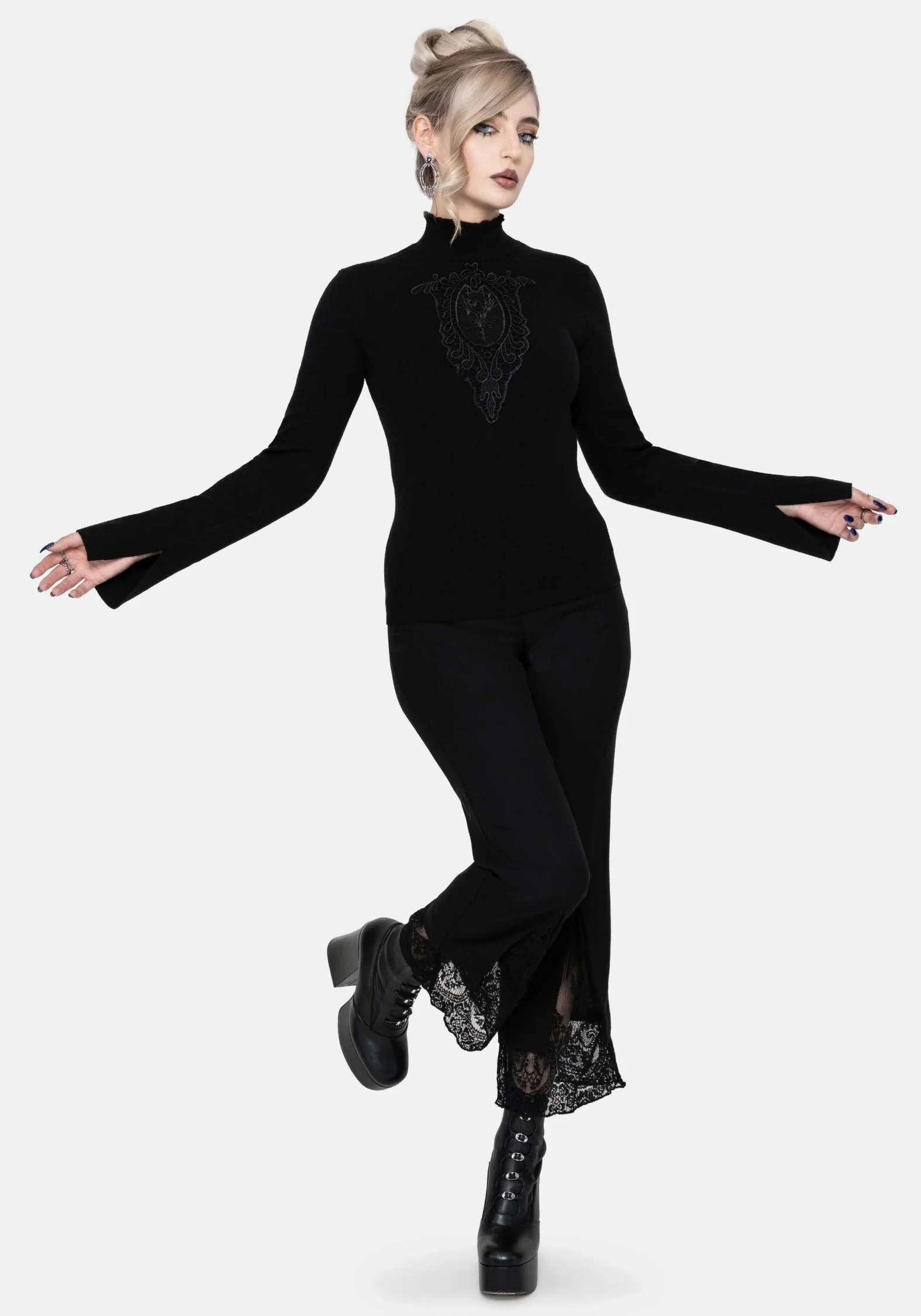 Torquil Bodice Lace Ribbed Knit Jumper - Image 6