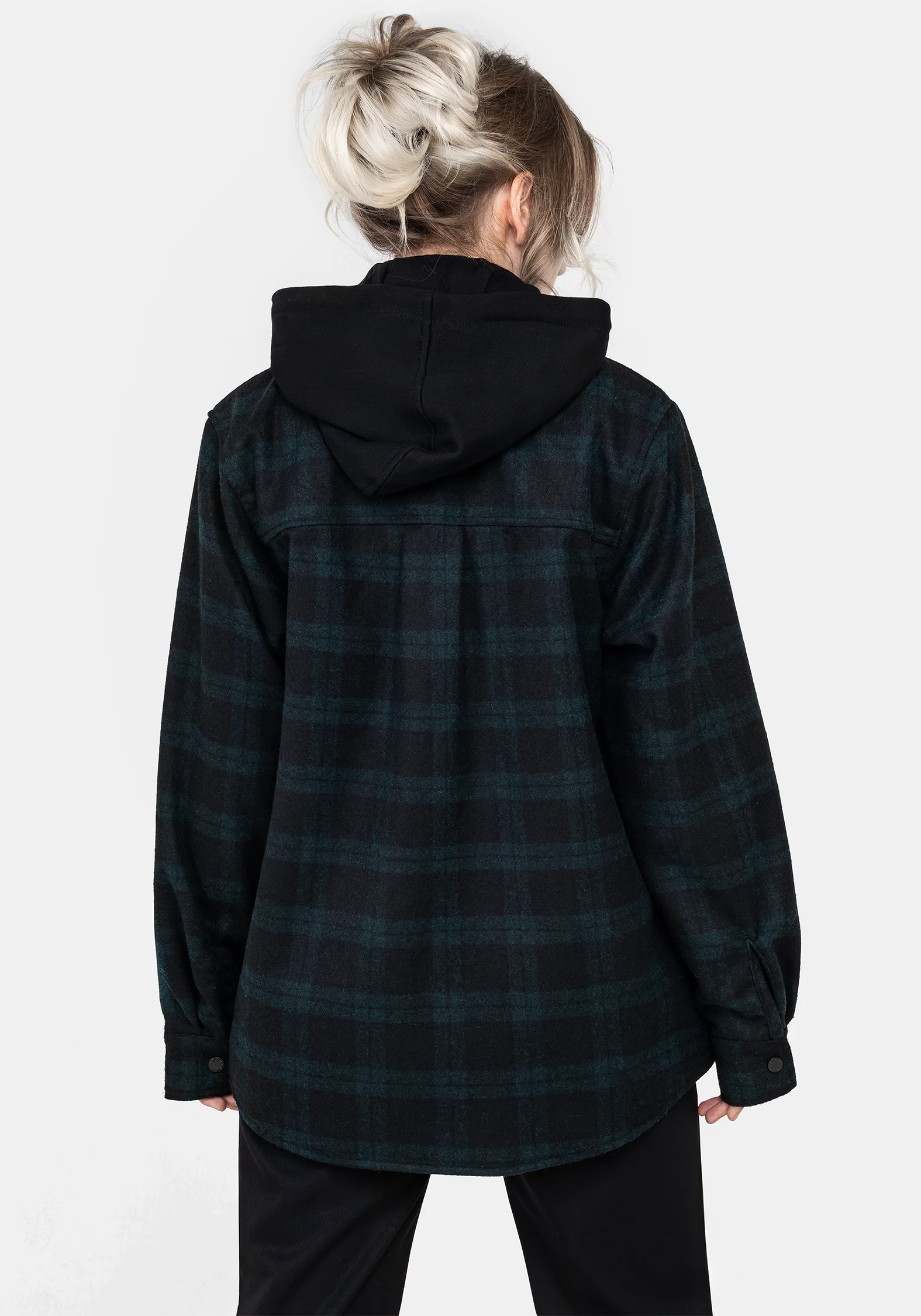 Trellis Hooded Pocket Wool Blend Check Shacket - Image 3