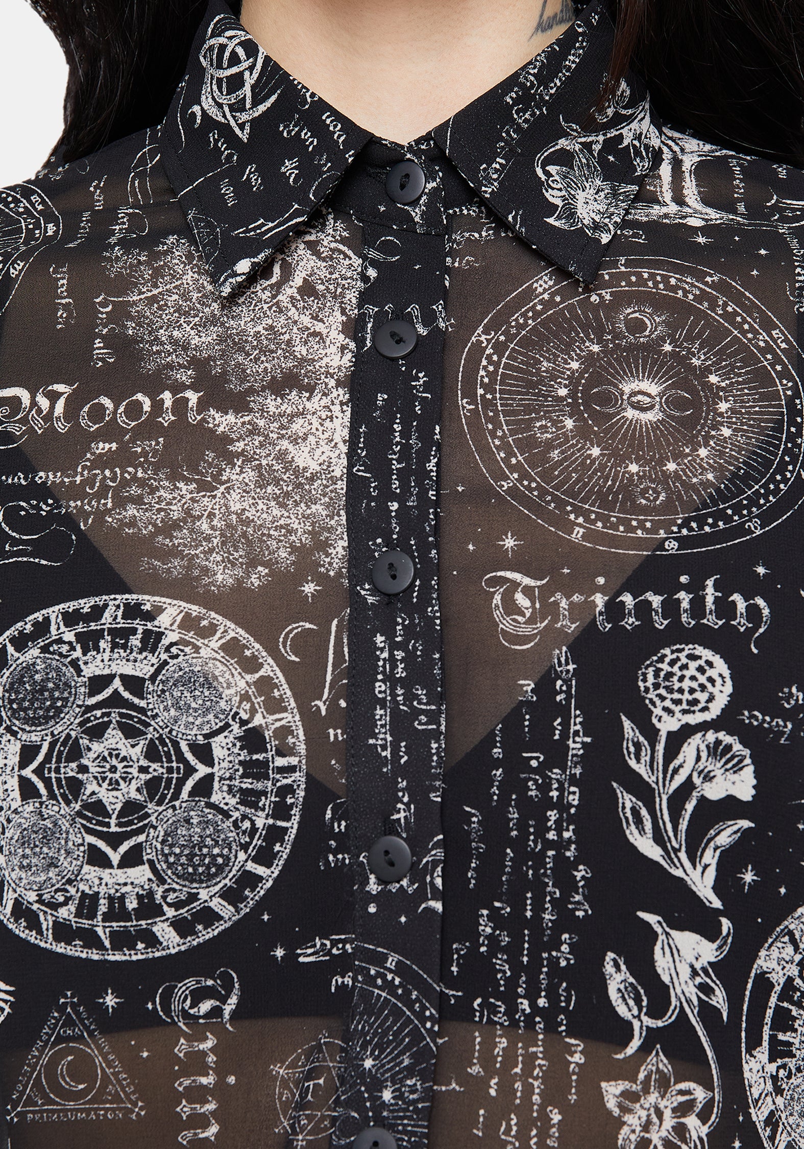 Trinity Moon Print Chiffon Shirt - Image 2