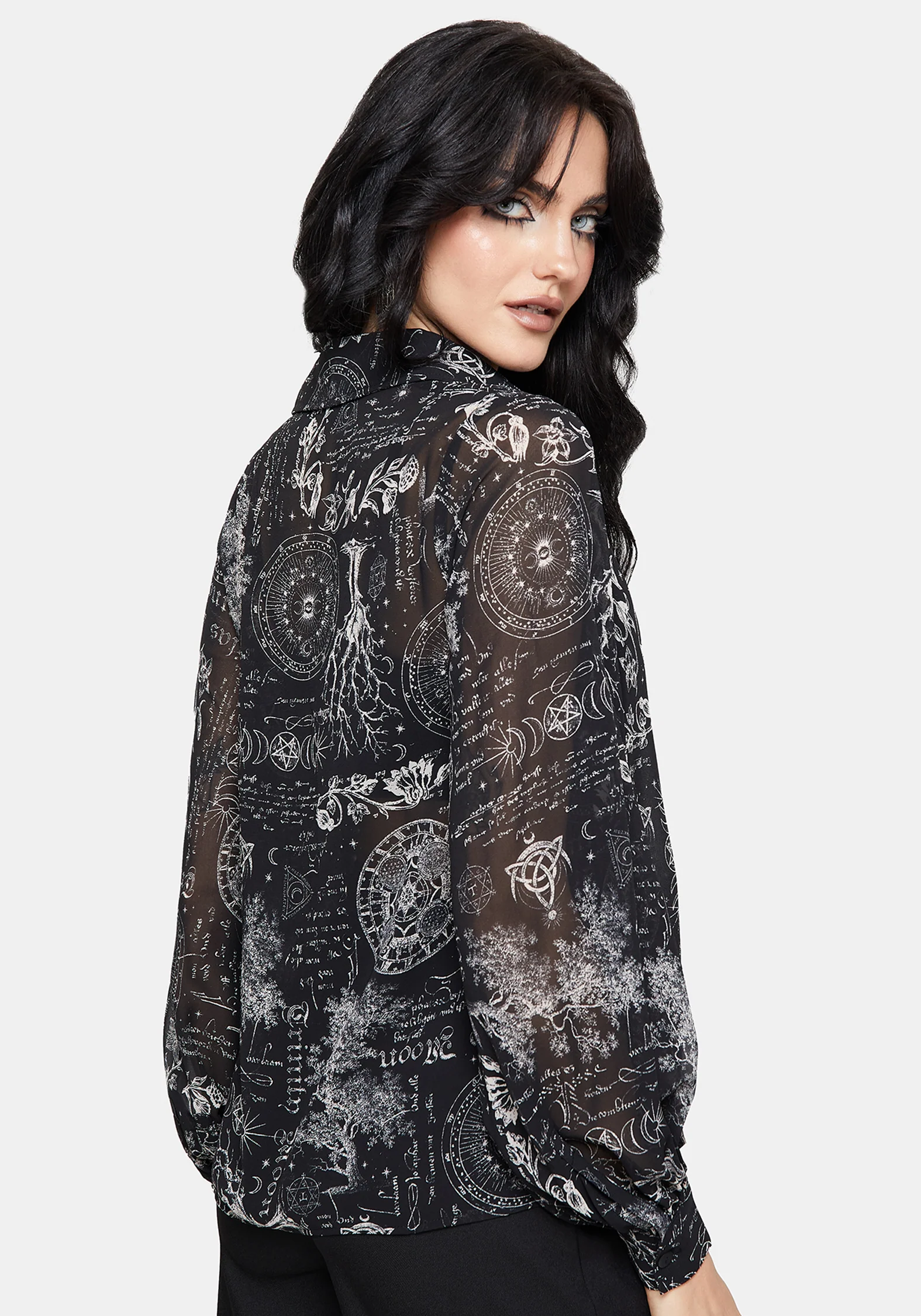 Trinity Moon Print Chiffon Shirt - Image 3