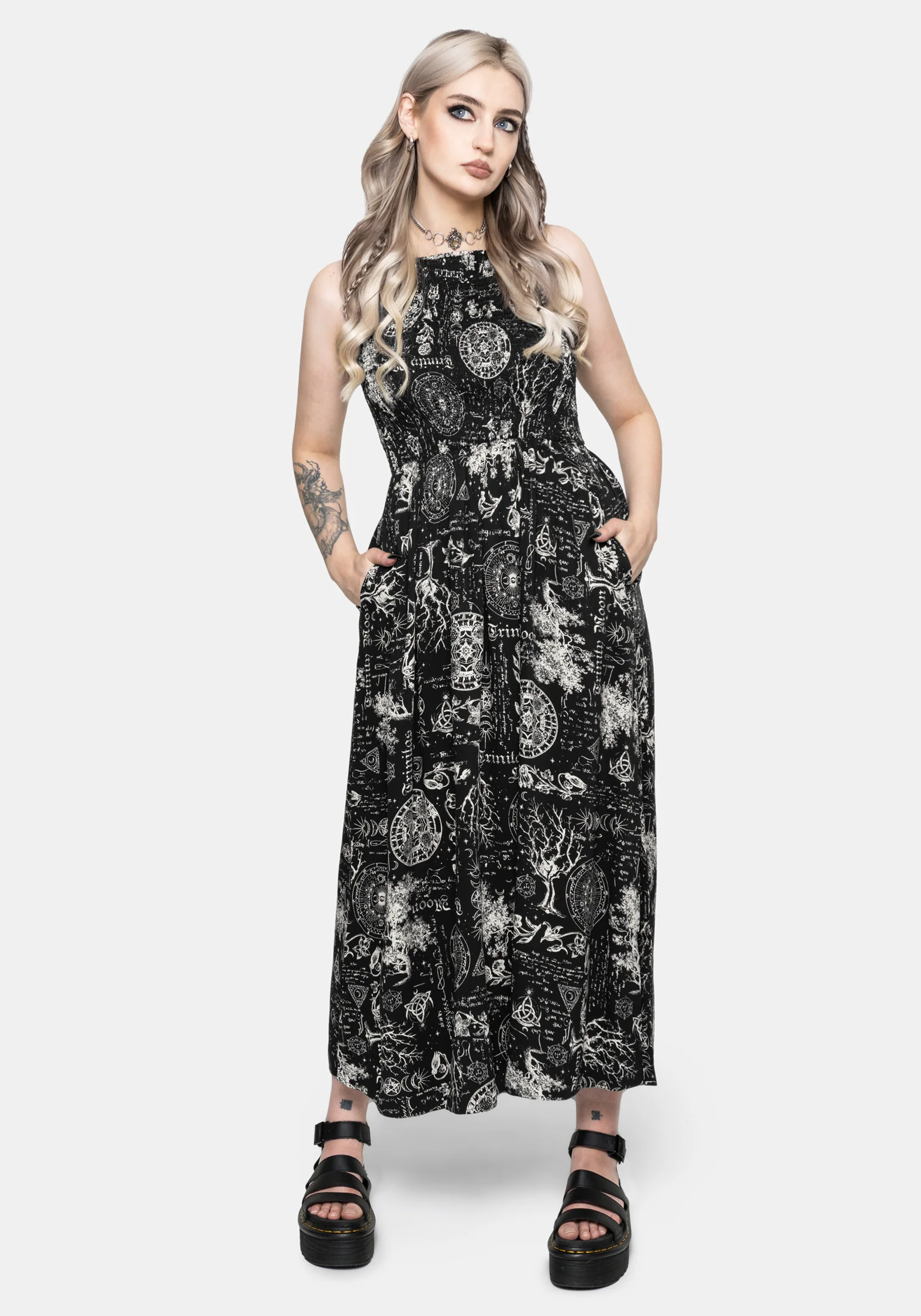 Trinity Moon Shirred Racerback Midi Dress