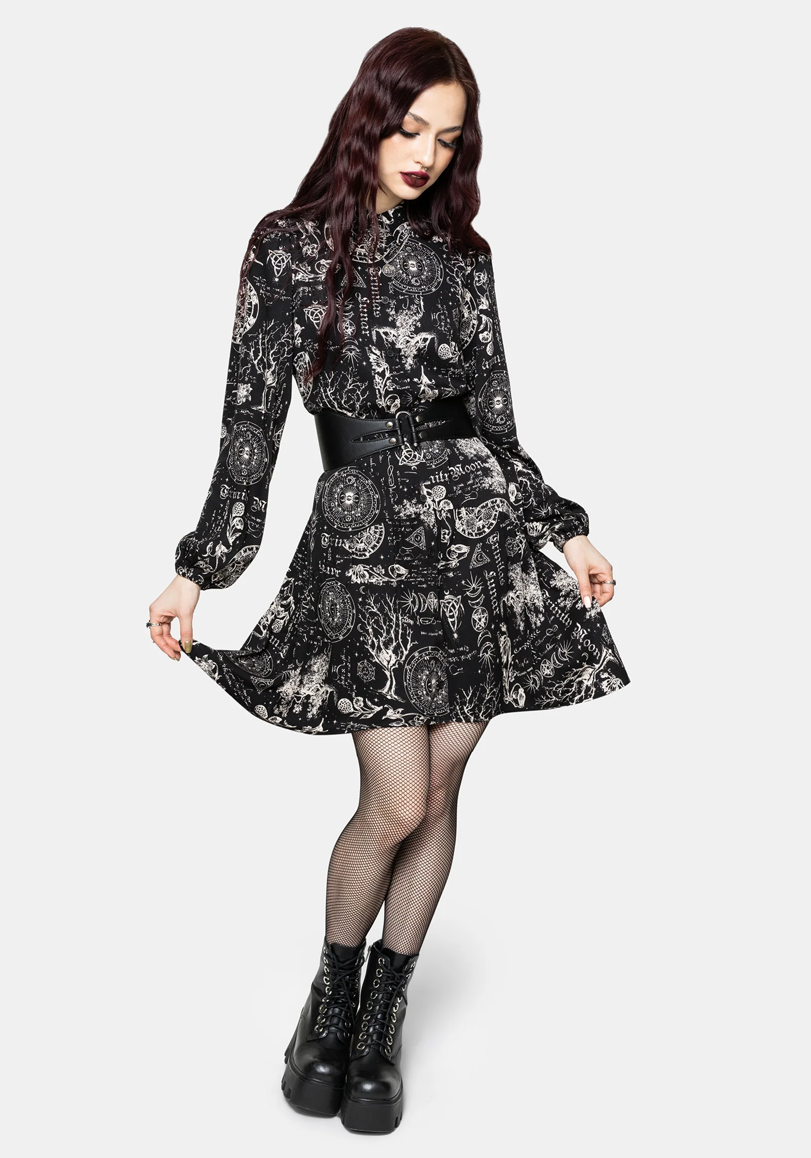Trinity Moon Tiered Button Up Mini Shirt Dress - Image 6