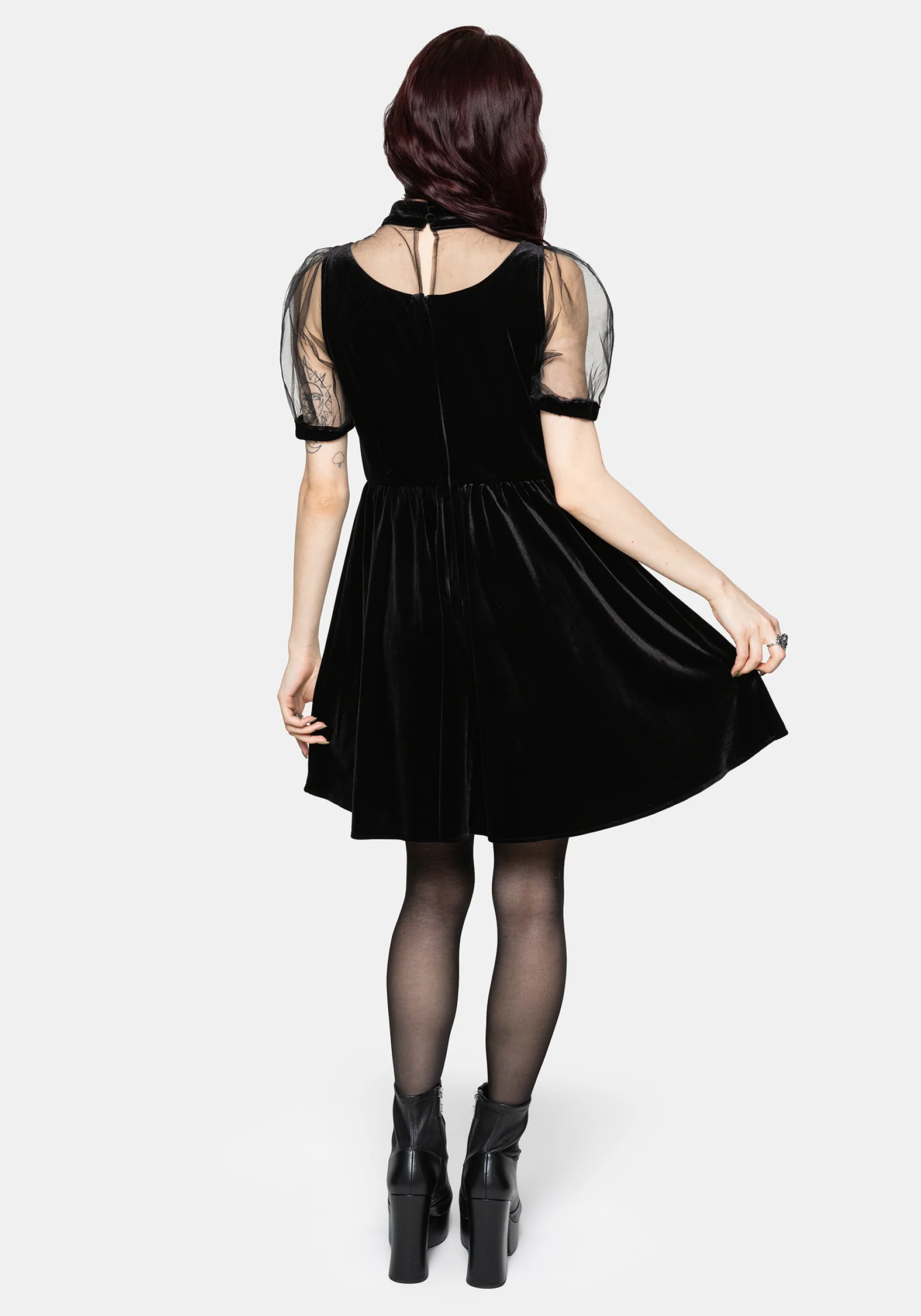 Trixie Velour Mesh Embroidered Mini Smock Dress - Image 3