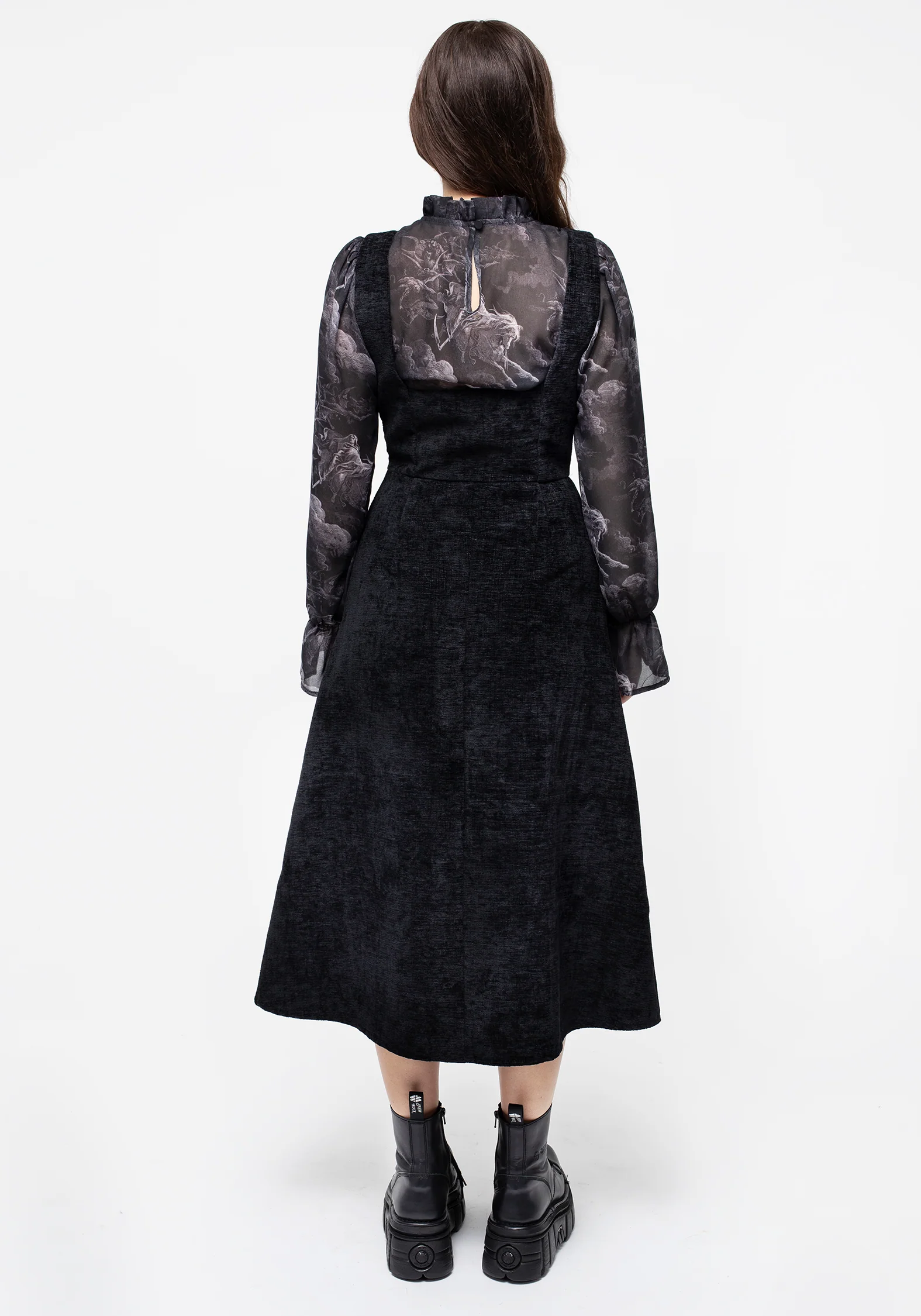 Valar Lace Up Midi Pinafore Dress - Image 3