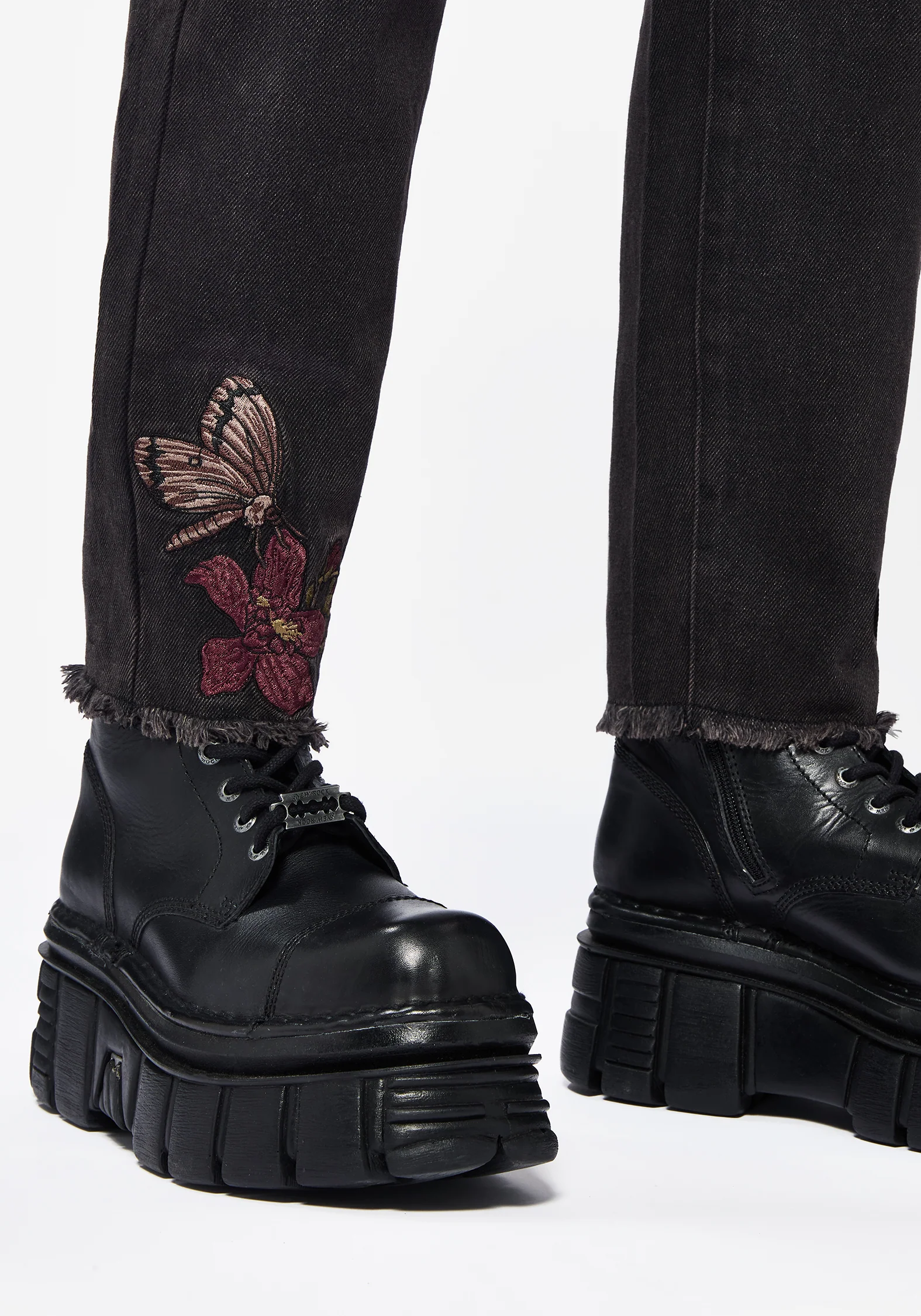 Valeria Floral Moth Embroidered Mom Jeans - Image 2