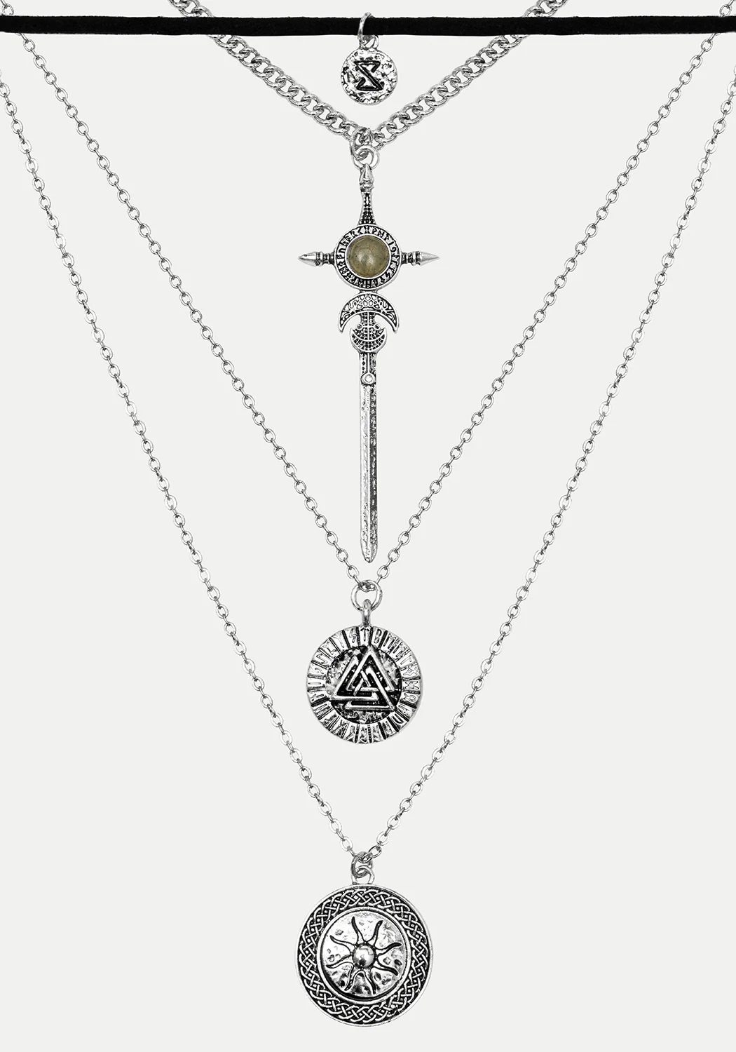 Valkyrie 4 Layered Rune Choker Necklace - Image 6