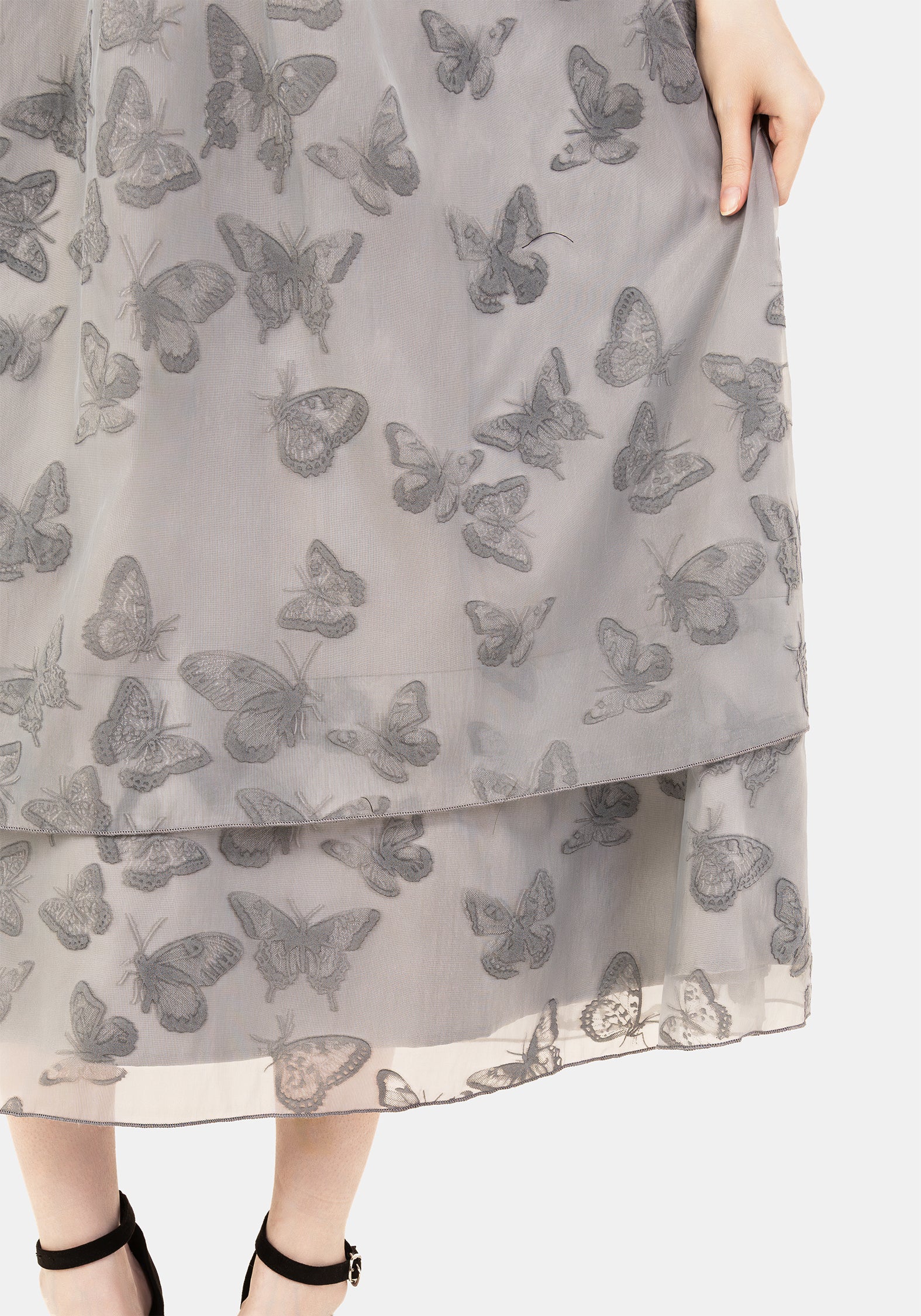 Vanessa Butterfly Print Organza Puff Sleeve Midaxi Dress - Image 7