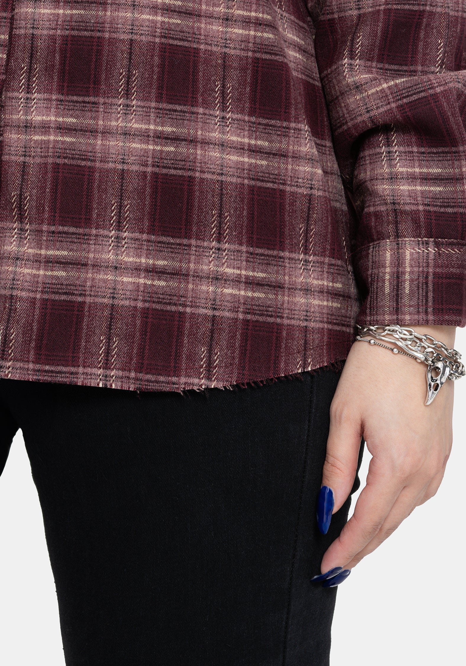 Wren Burgundy Check Oversized Shirt - Image 6