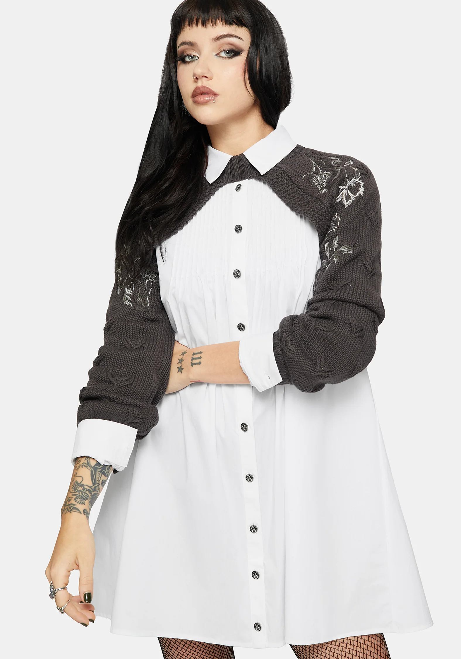 Wren Floral Embroidered Funnel Neck Shrug