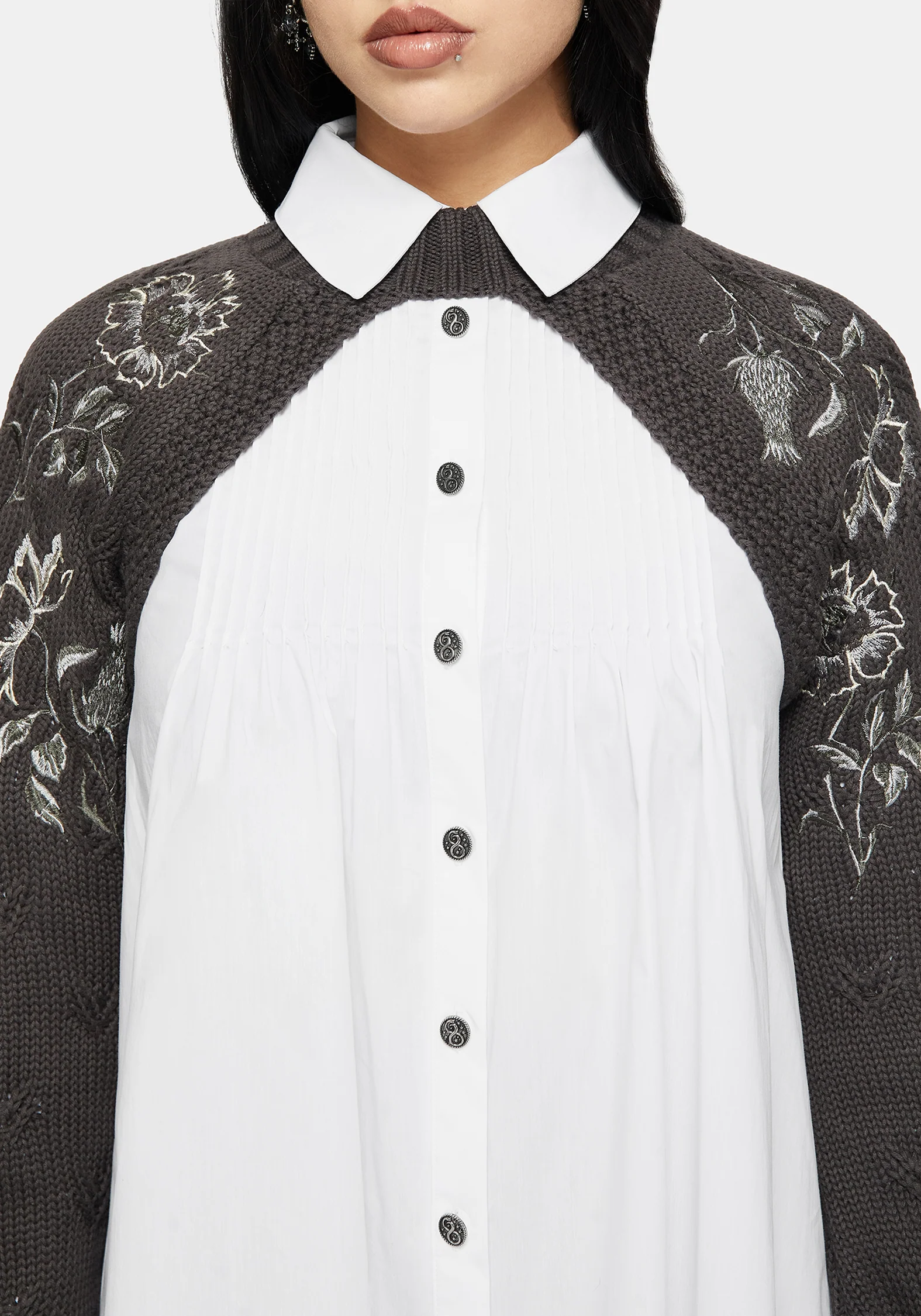 Wren Floral Embroidered Funnel Neck Shrug - Image 2
