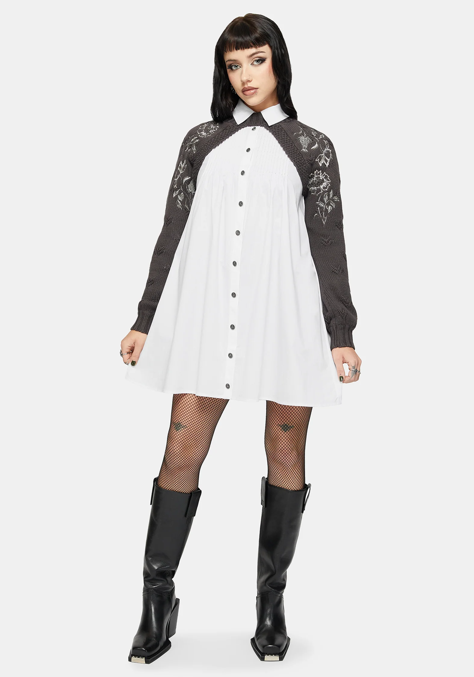 Wren Floral Embroidered Funnel Neck Shrug - Image 4