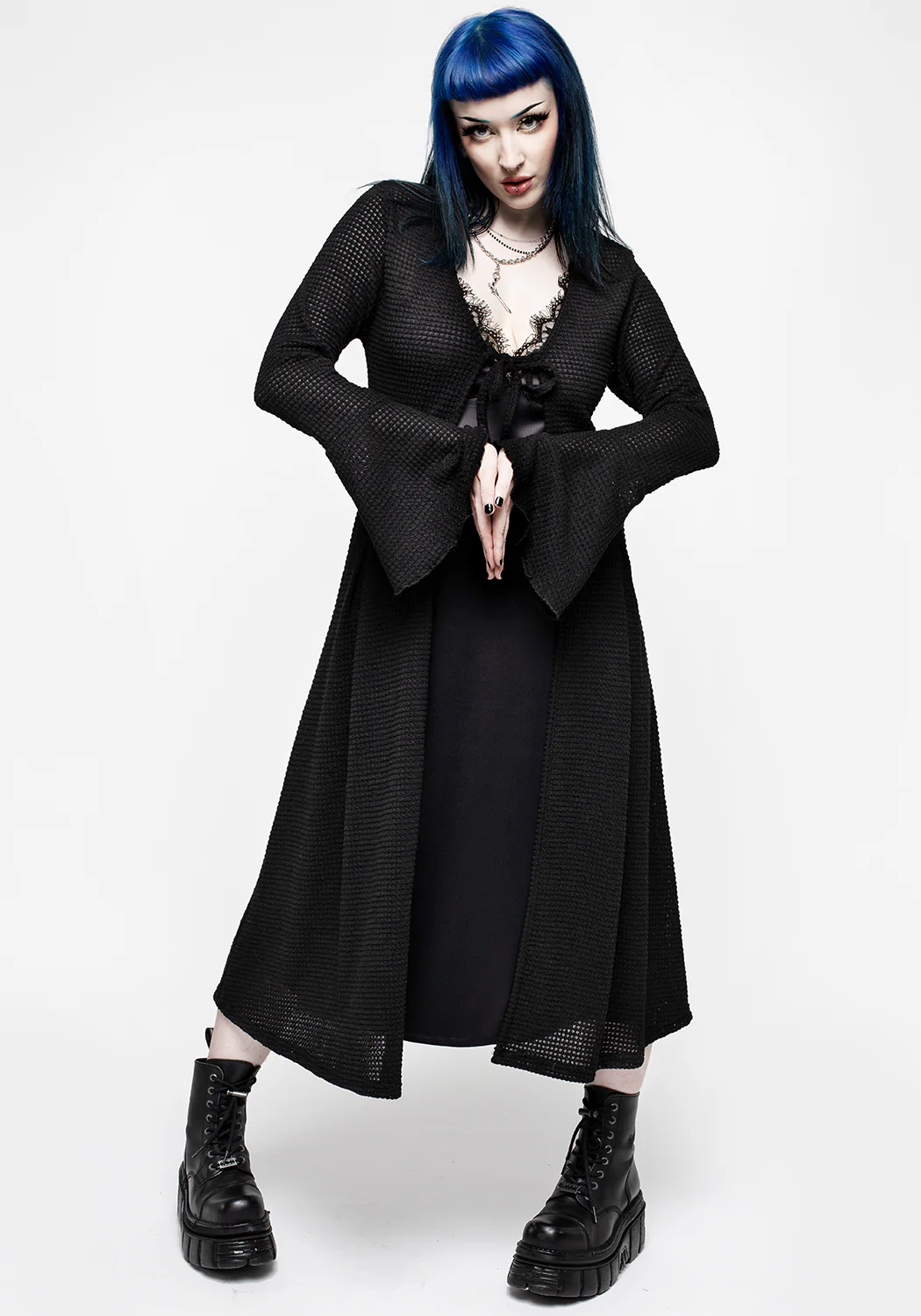 Xana Textured Tie Front Long Cardigan - Image 4